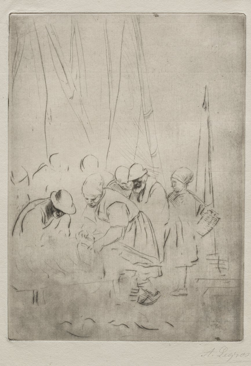 Rybacy na nabrzeżu w Boulogne autorstwa Alphonse Legros