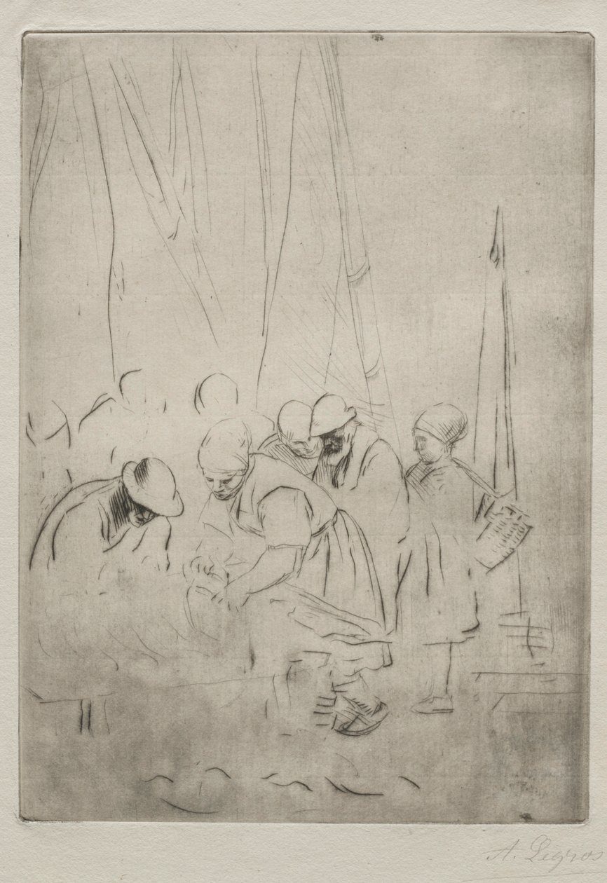 Rybacy na nabrzeżu w Boulogne. autorstwa Alphonse Legros