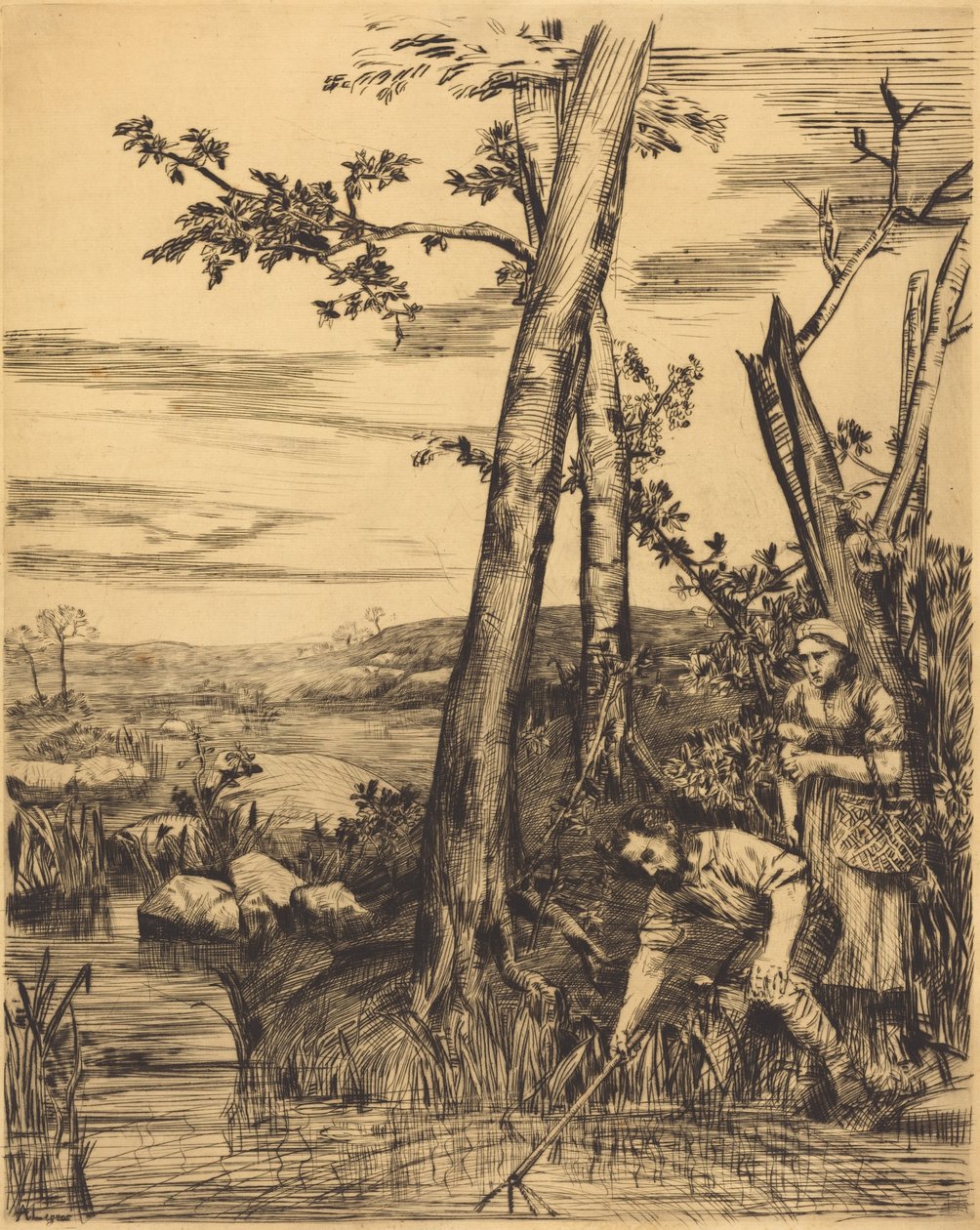 Fischen nach Flusskrebsen autorstwa Alphonse Legros