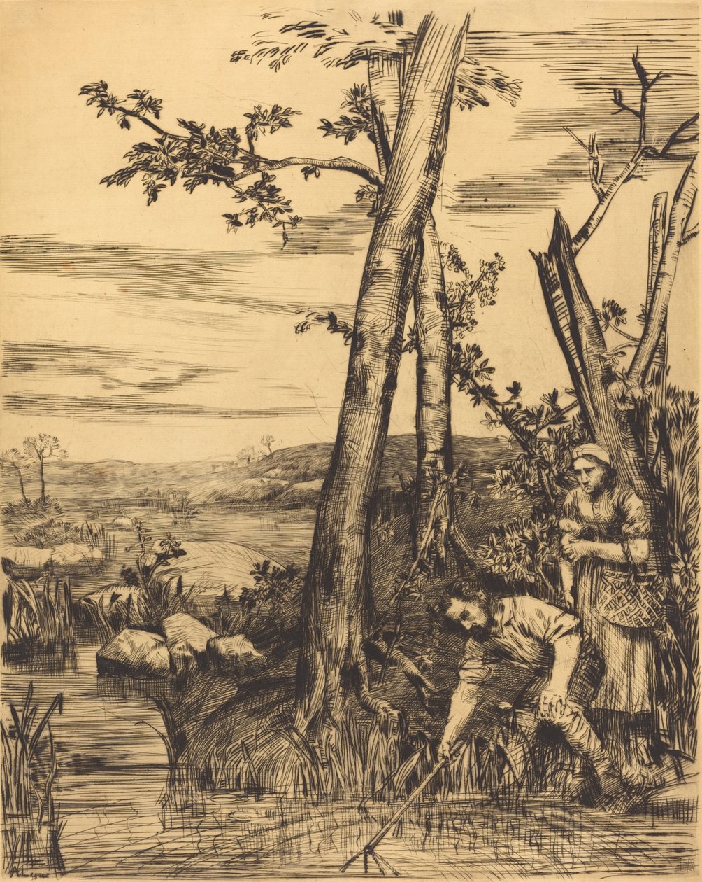 Łowienie raków Rybacy rakowi. autorstwa Alphonse Legros