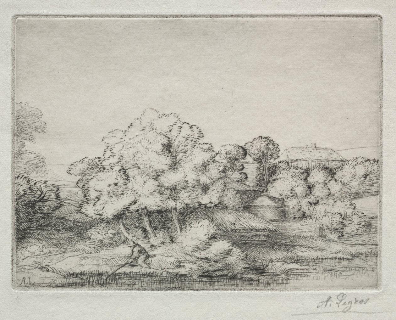 Wioska w pobliżu jeziora autorstwa Alphonse Legros