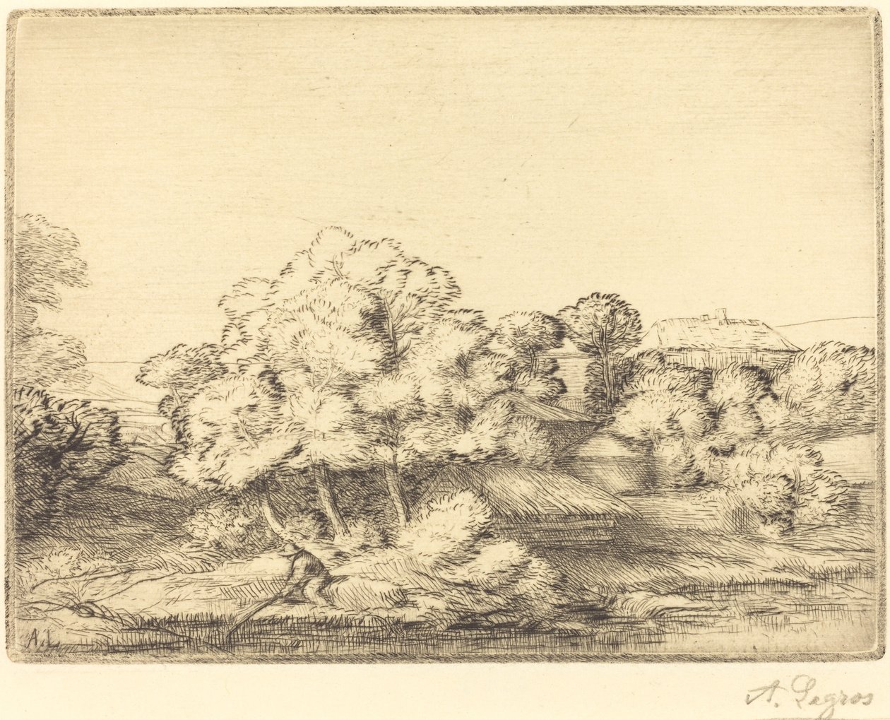 Wioska w pobliżu jeziora autorstwa Alphonse Legros