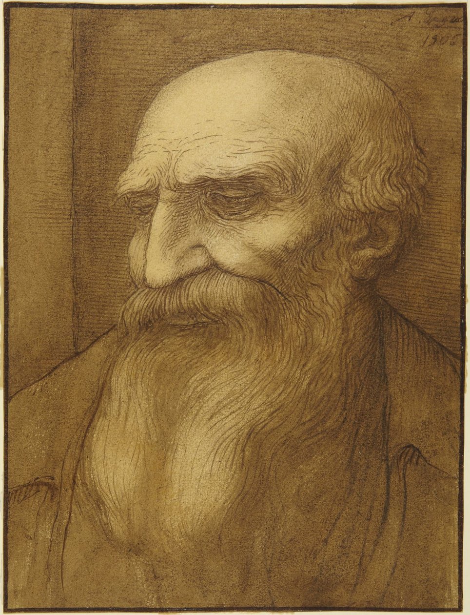 Głowa brodatego mężczyzny autorstwa Alphonse Legros