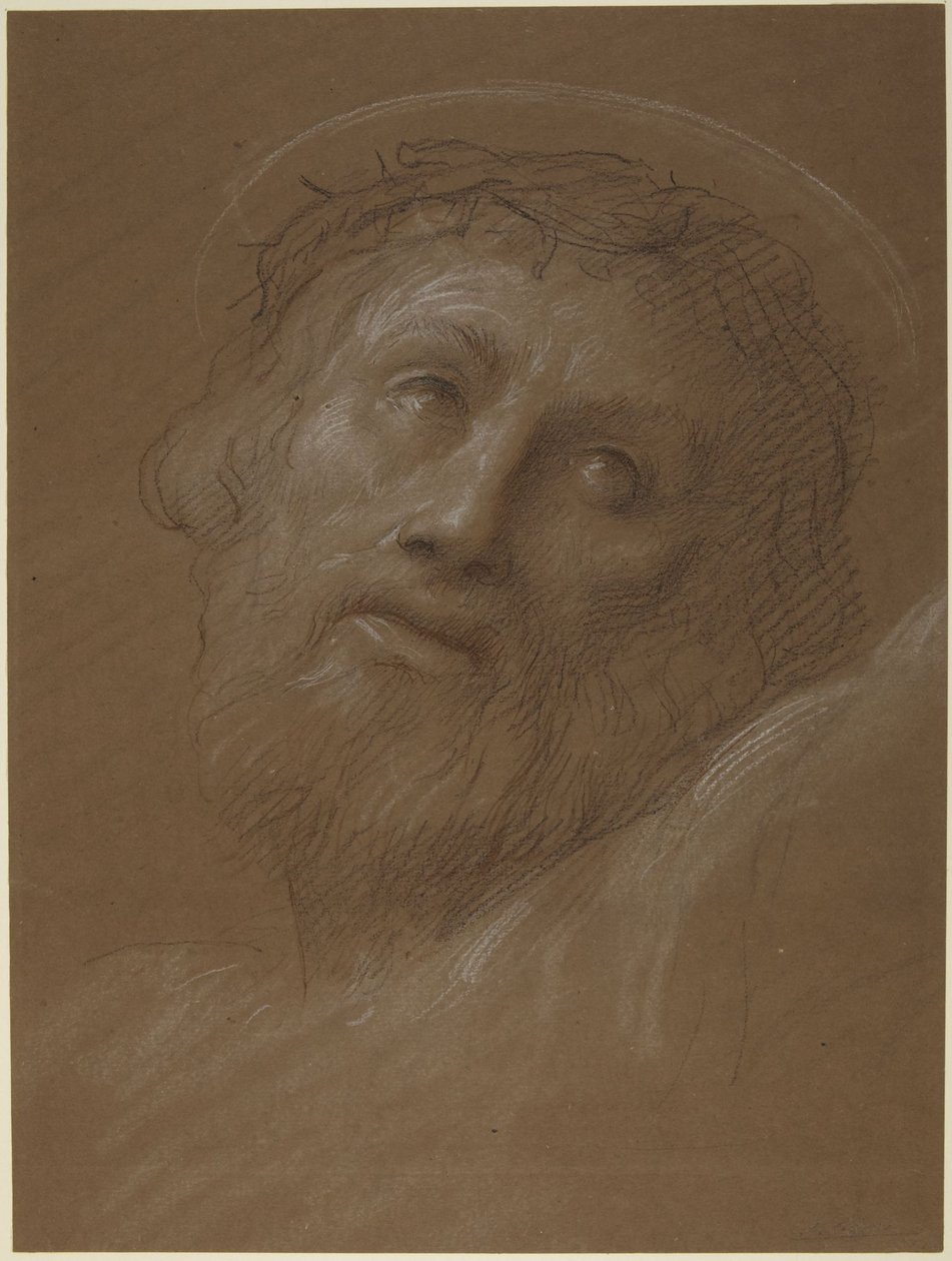 Głowa Chrystusa w koronie cierniowej autorstwa Alphonse Legros