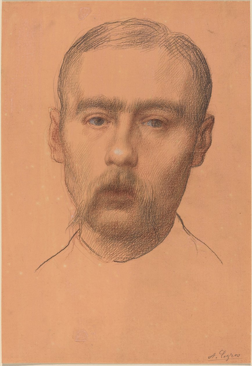 Głowa mężczyzny (możliwy portret profesora E.D. Adamsa) autorstwa Alphonse Legros