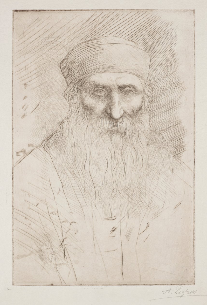 Głowa mężczyzny z długą brodą. autorstwa Alphonse Legros