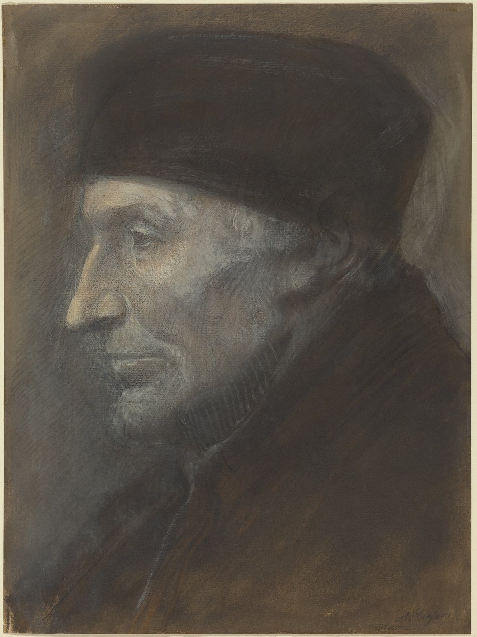Głowa mężczyzny w jarmułce autorstwa Alphonse Legros