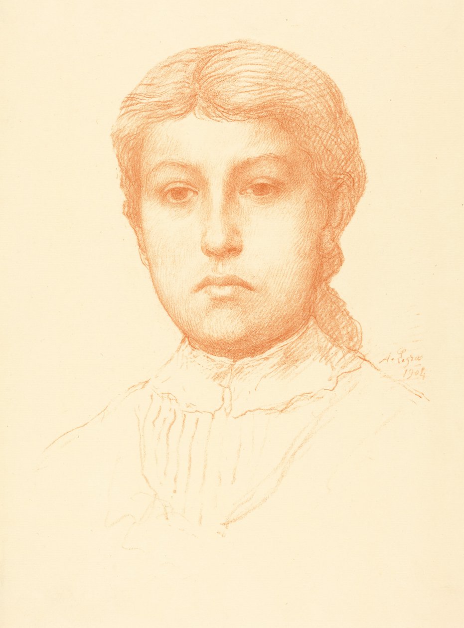 Głowa młodej dziewczyny (Tete de jeune fille) autorstwa Alphonse Legros