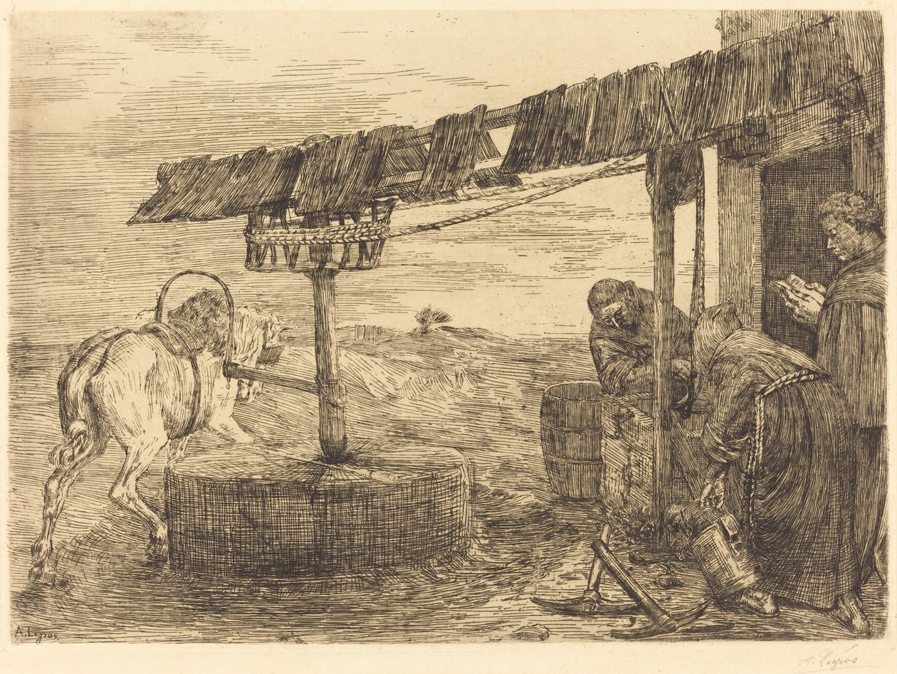 Młyn Le Manege z jazdą konną, prawdopodobnie 1869 r. autorstwa Alphonse Legros