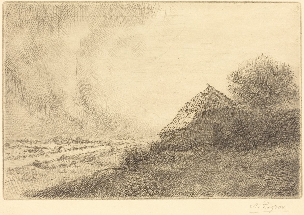 Chata na zboczu wzgórza autorstwa Alphonse Legros
