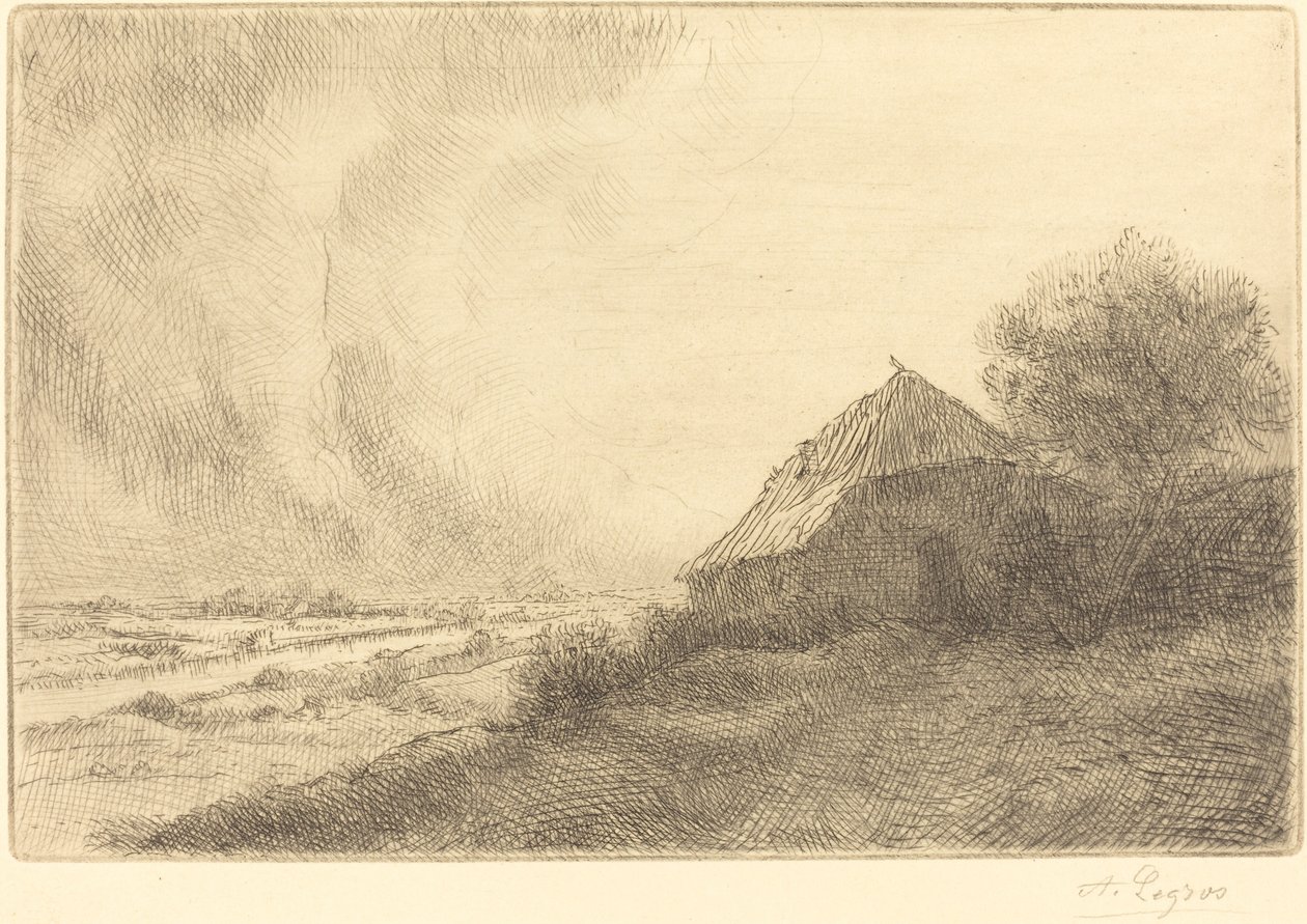 Hovel na wzgórzu Masure sur la colline. autorstwa Alphonse Legros