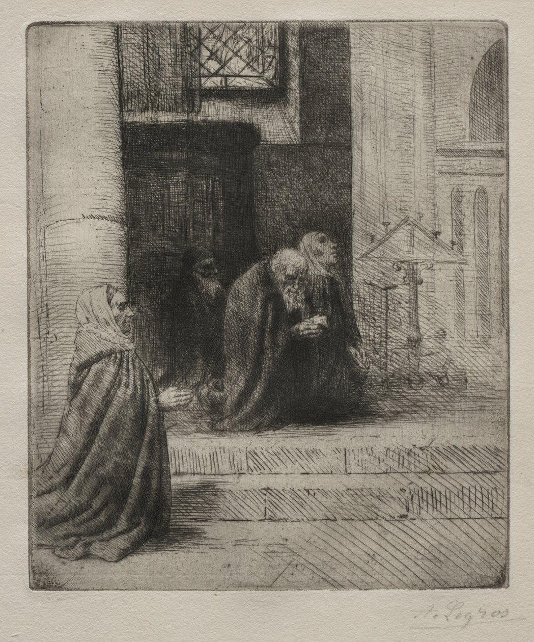 Wnętrze kościoła. autorstwa Alphonse Legros