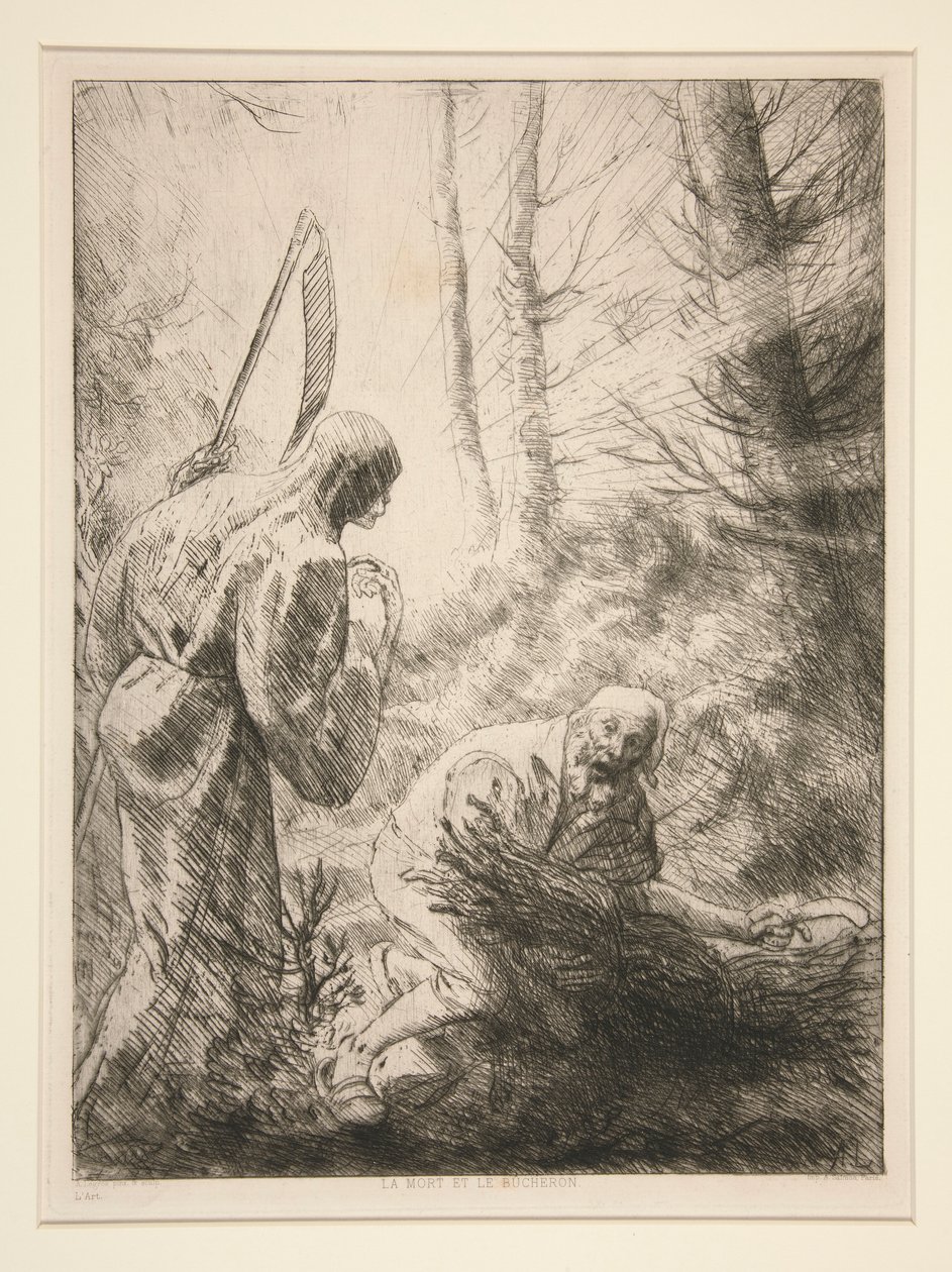 La Mort at le Bucheron, nr 2 (Śmierć i drwal) autorstwa Alphonse Legros