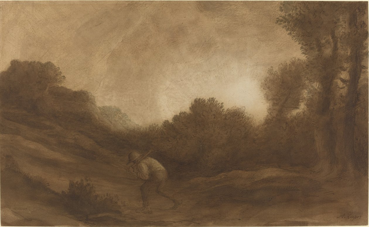 Krajobraz, Wieczór. autorstwa Alphonse Legros