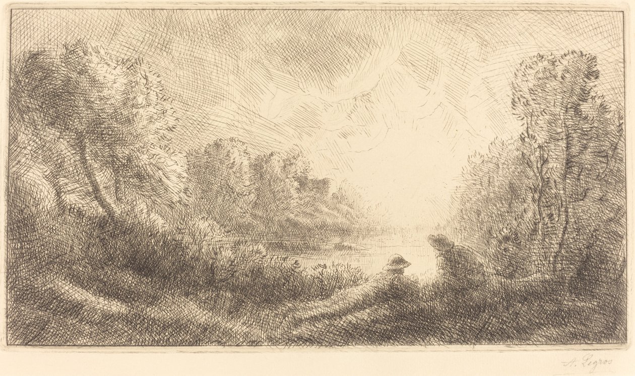 Krajobraz: wschód słońca autorstwa Alphonse Legros