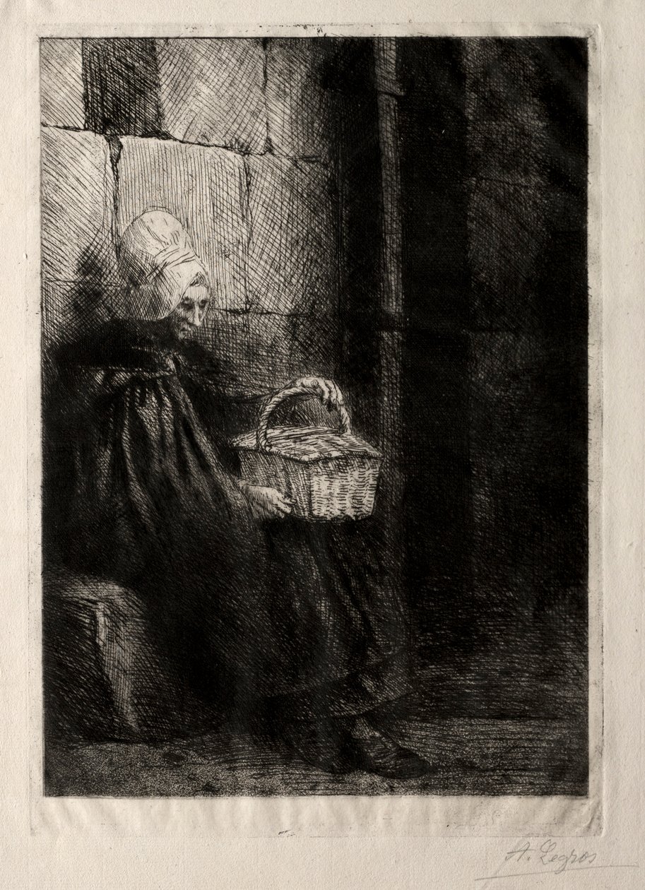 Krajobraz w okolicach Boulogne, zwany Kobieta z koszem. autorstwa Alphonse Legros