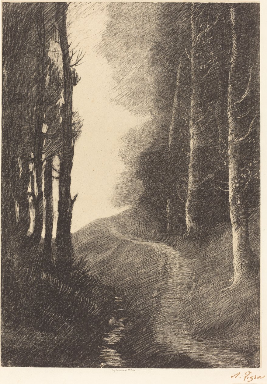 Krajobraz z brzozami autorstwa Alphonse Legros