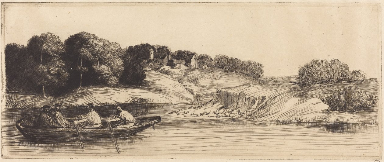 Pejzaż z łodzią, 1. tablica autorstwa Alphonse Legros