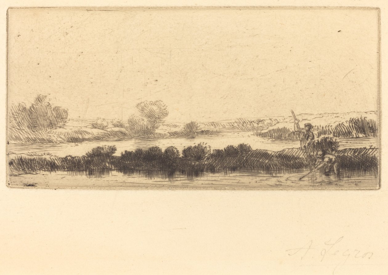 Krajobraz z torfowiskiem, na bagnach autorstwa Alphonse Legros