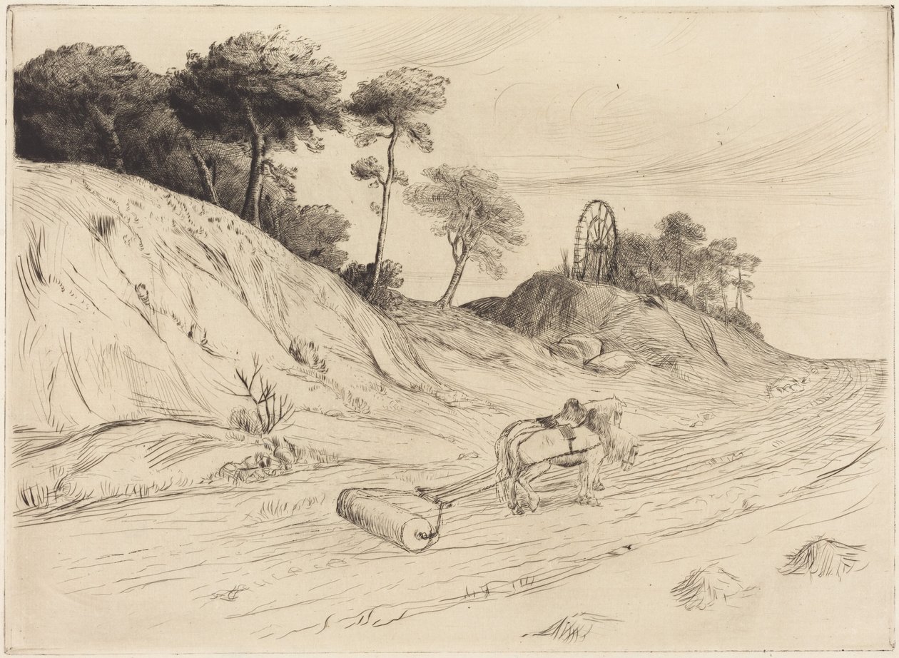 Krajobraz z wałkiem (Le paysage au rouleau) autorstwa Alphonse Legros
