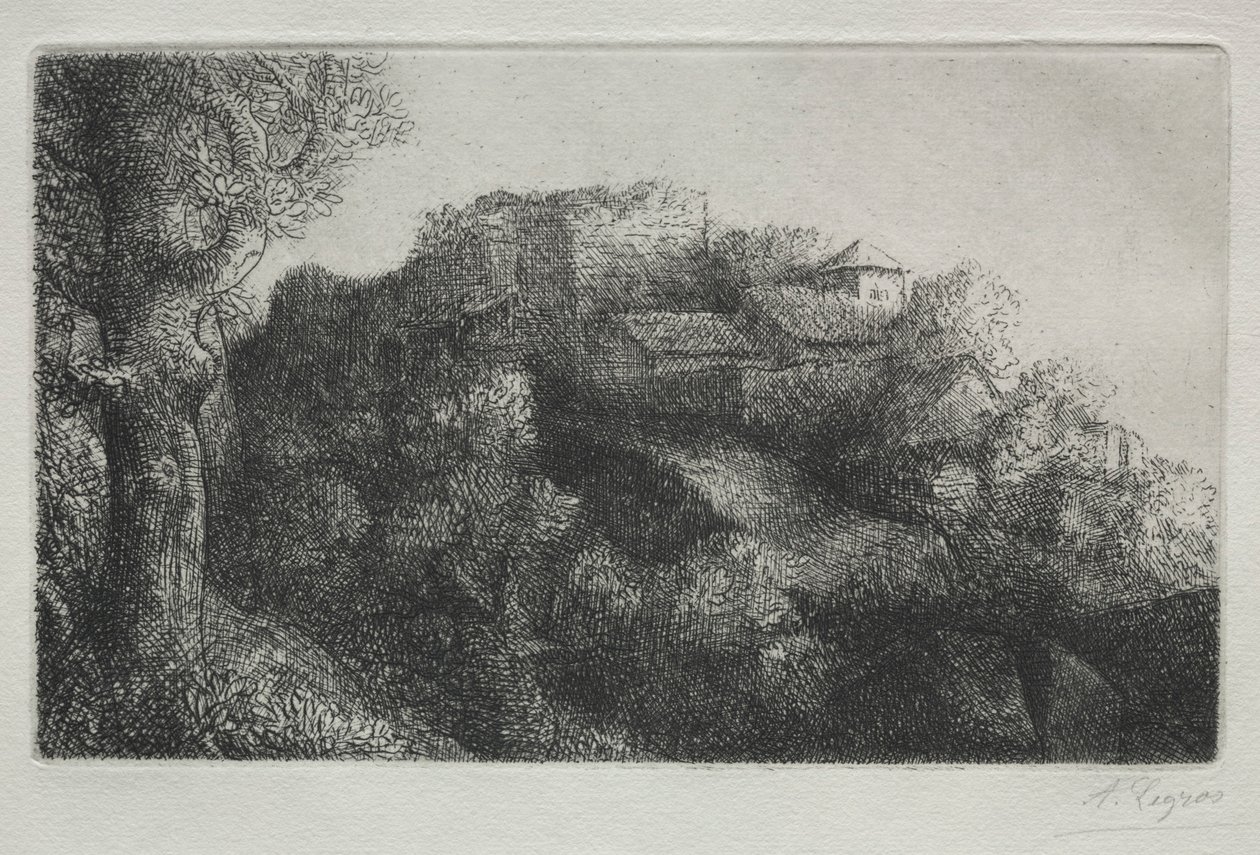Krajobraz z budynkami. autorstwa Alphonse Legros