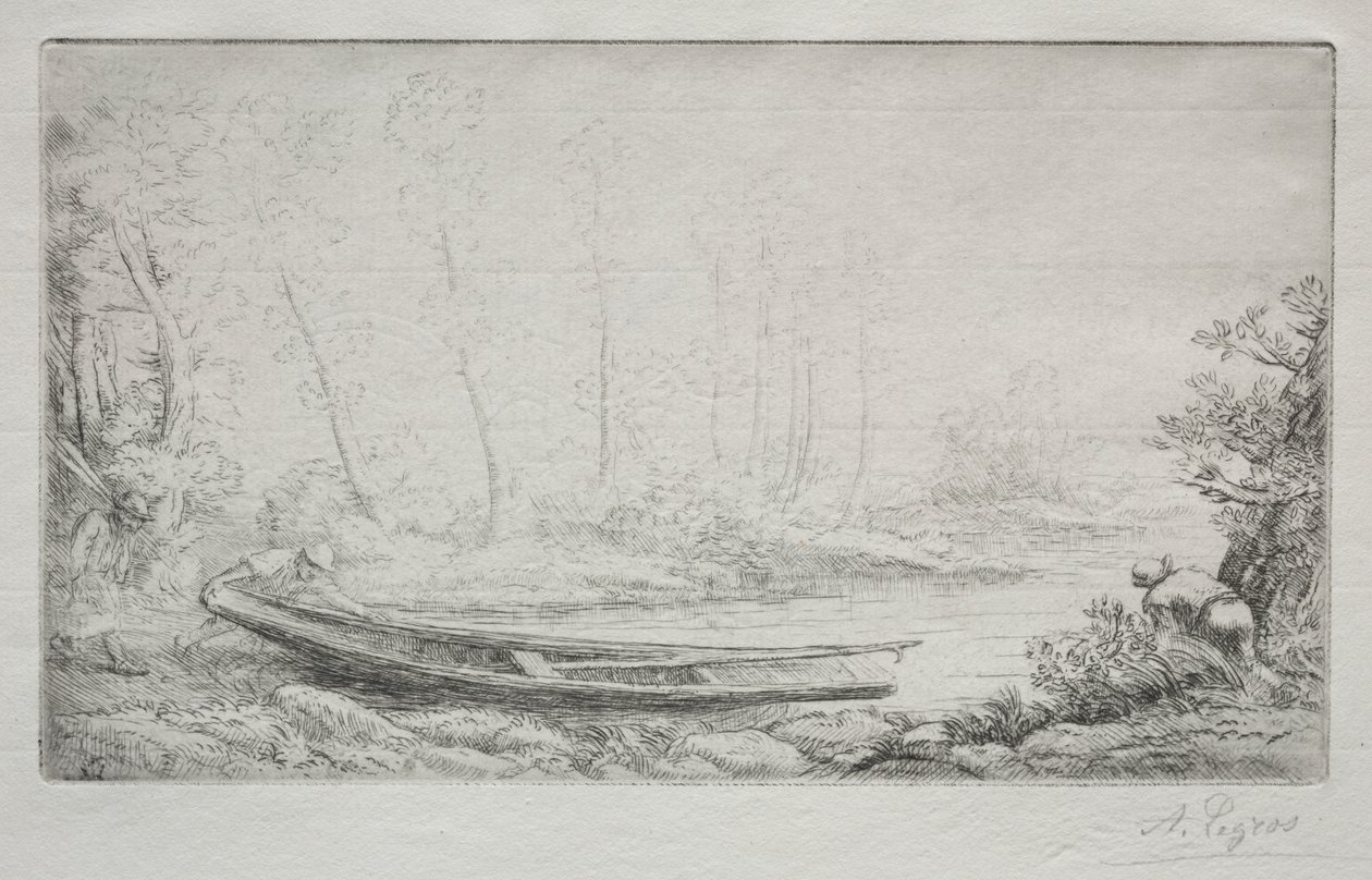 Wyjazd na ryby, we mgle autorstwa Alphonse Legros