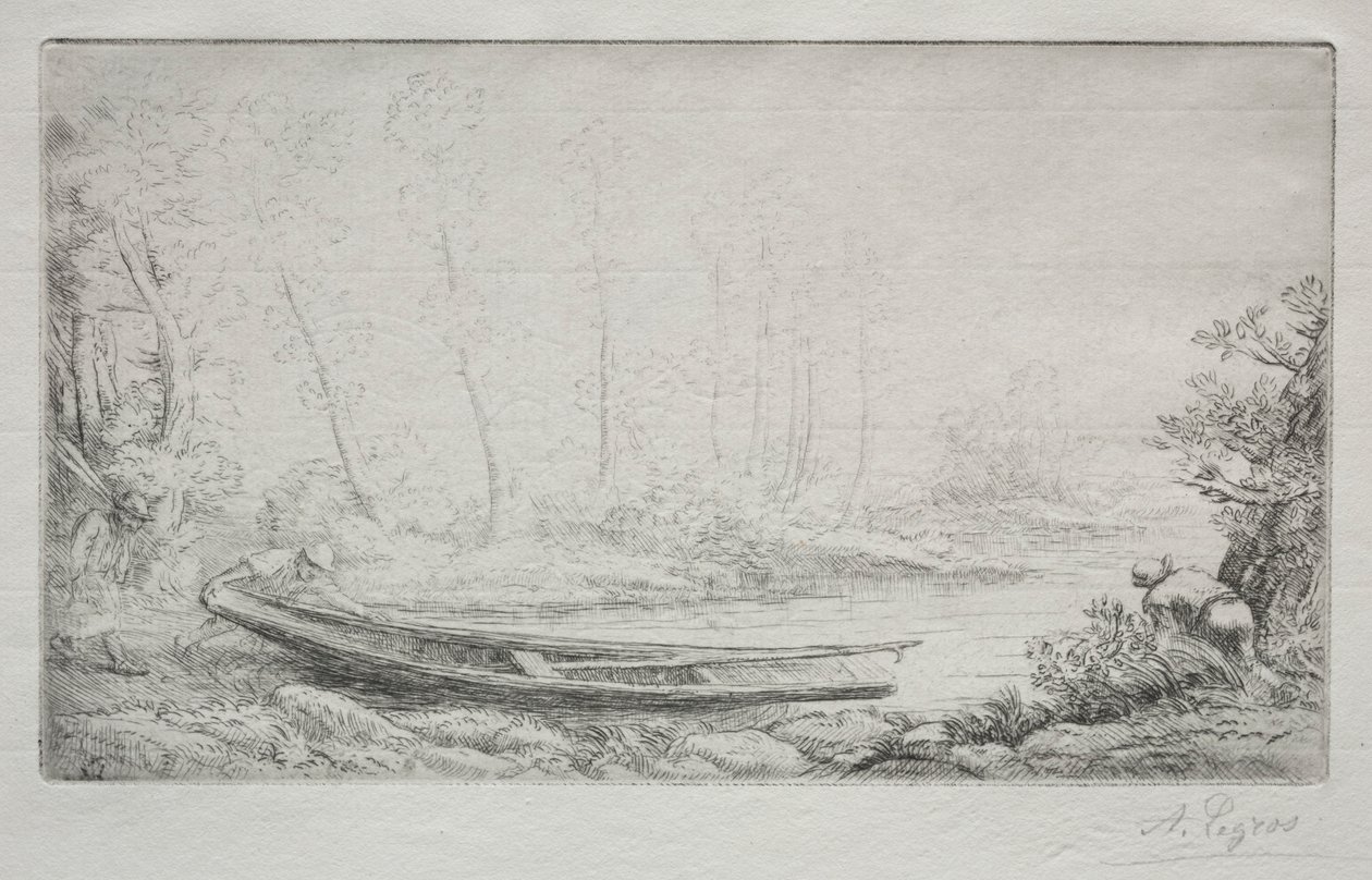 Wyjazd na ryby, we mgle. autorstwa Alphonse Legros