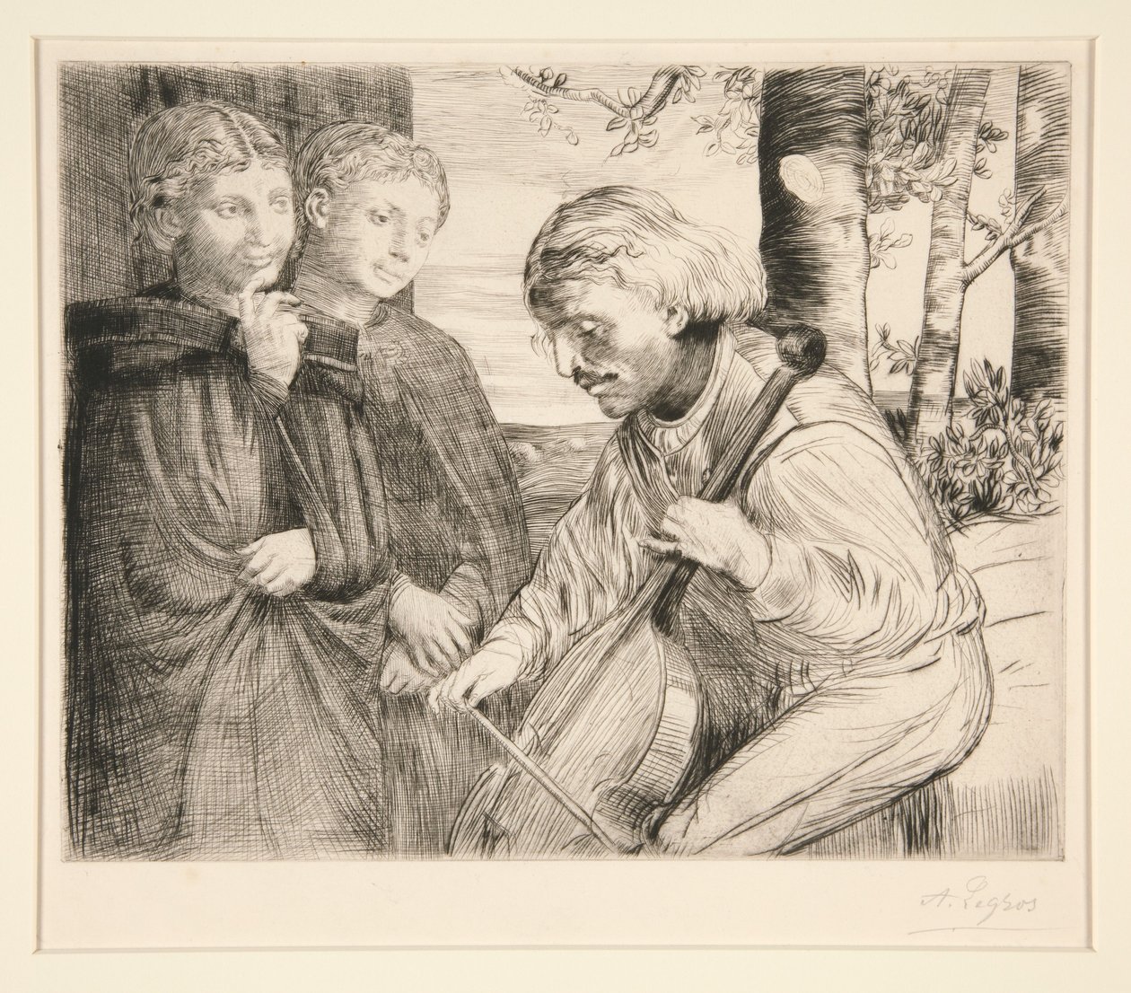 Gracz na skrzypcach (The Viol Player) autorstwa Alphonse Legros