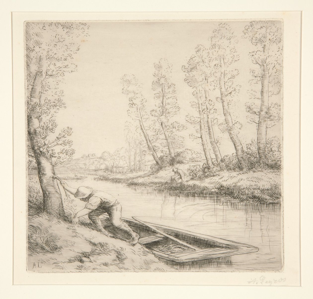 Poranek nad rzeką autorstwa Alphonse Legros