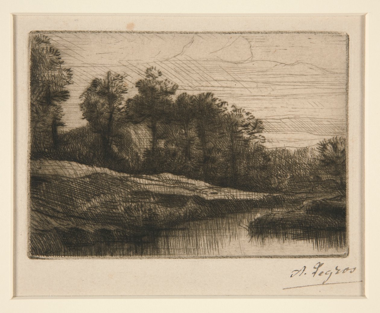 Wieczorny zachód słońca autorstwa Alphonse Legros