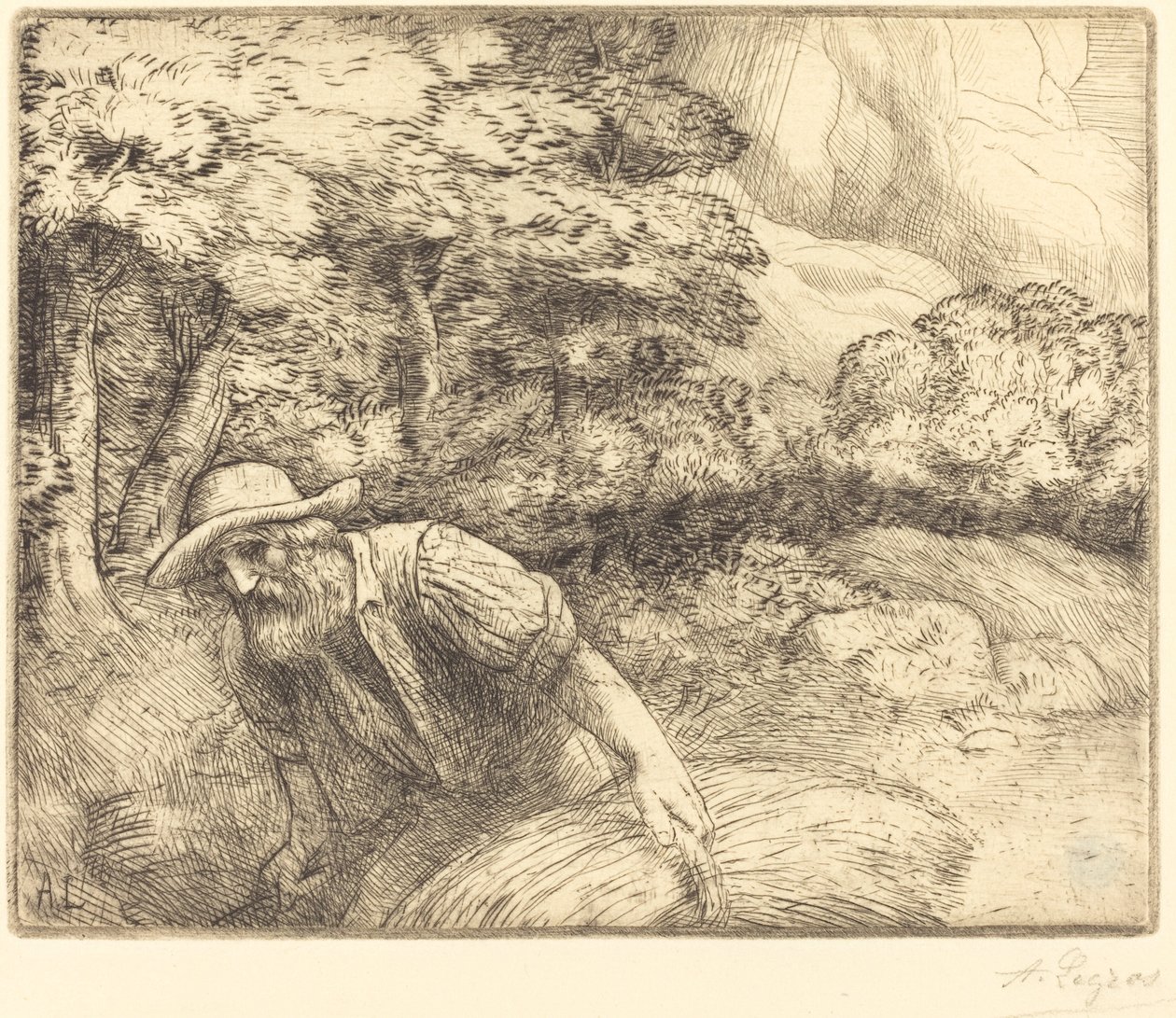 Człowiek żerujący autorstwa Alphonse Legros