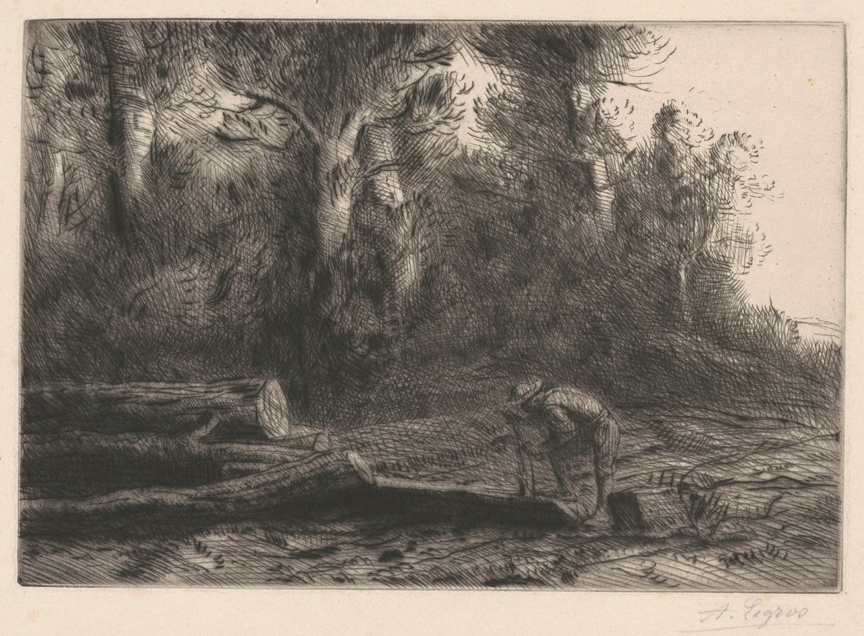 Man Squaring Logs (Mężczyzna rąbiący drewno) autorstwa Alphonse Legros