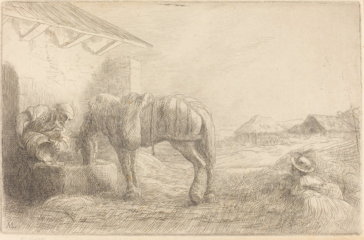 Mężczyzna podający konia autorstwa Alphonse Legros