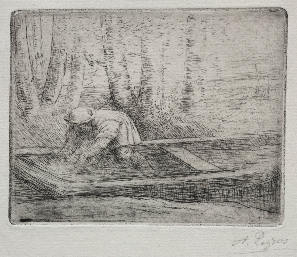 Człowiek w łódce. autorstwa Alphonse Legros