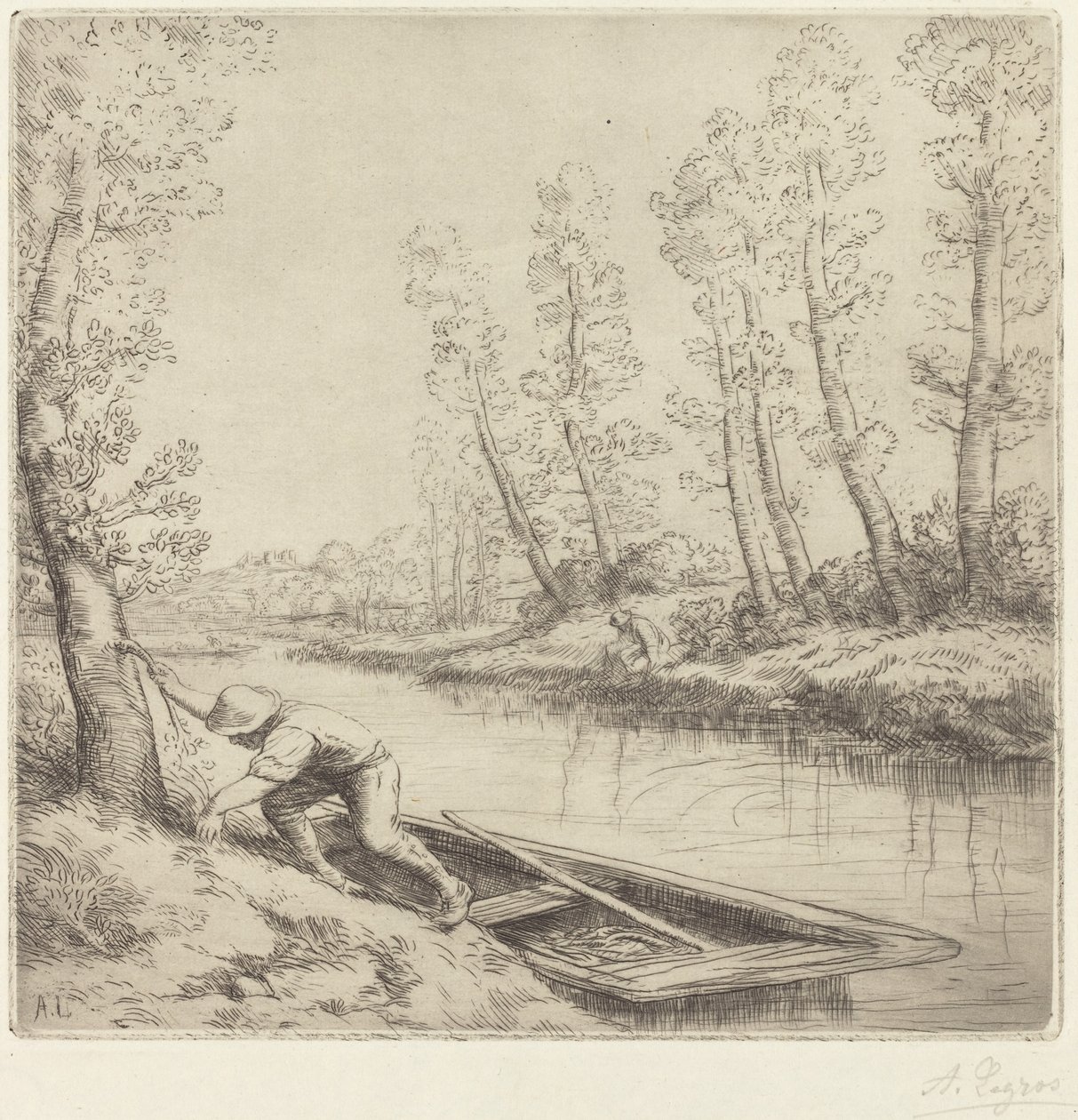 Poranek nad rzeką autorstwa Alphonse Legros