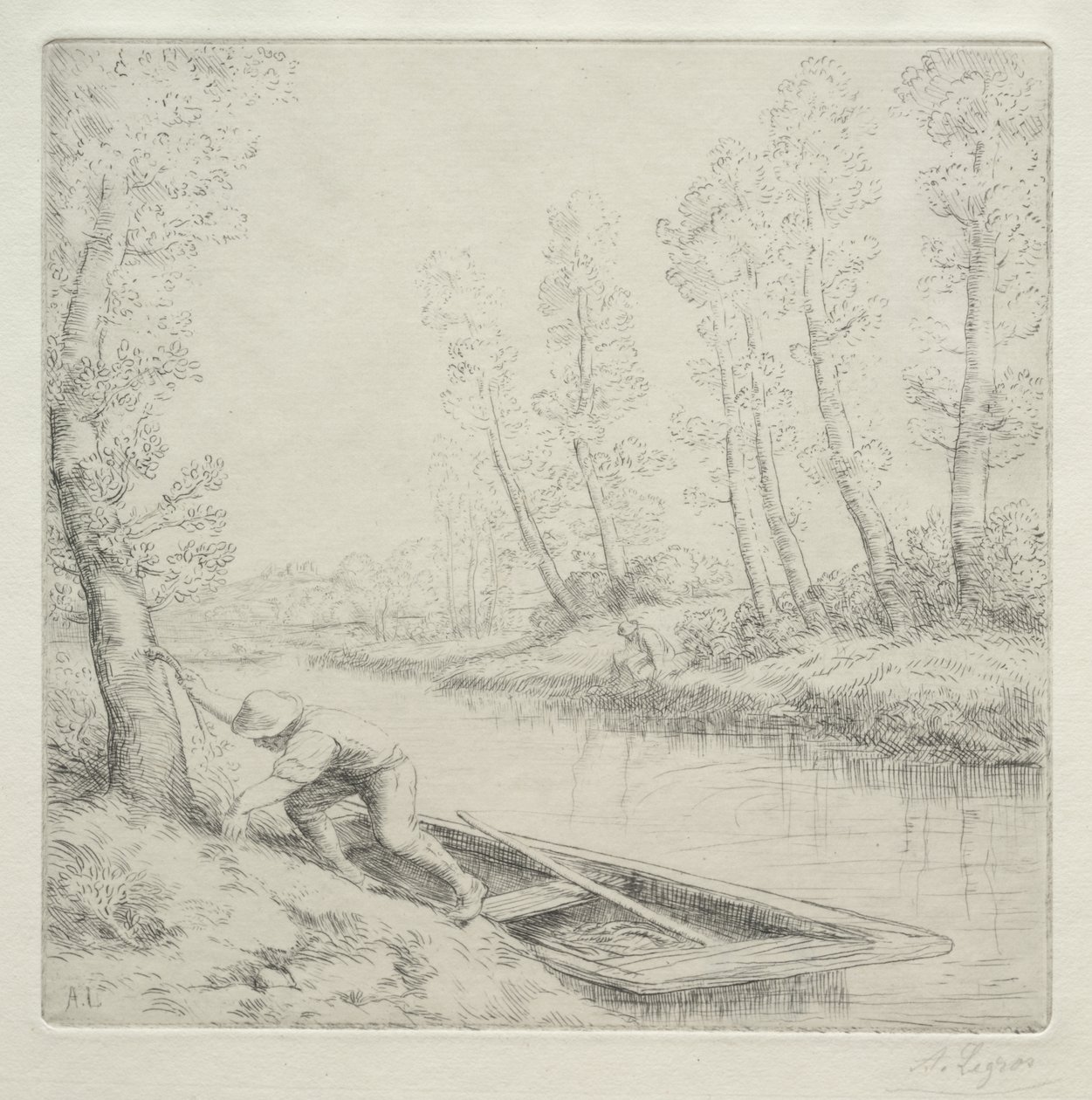 Poranek nad rzeką autorstwa Alphonse Legros