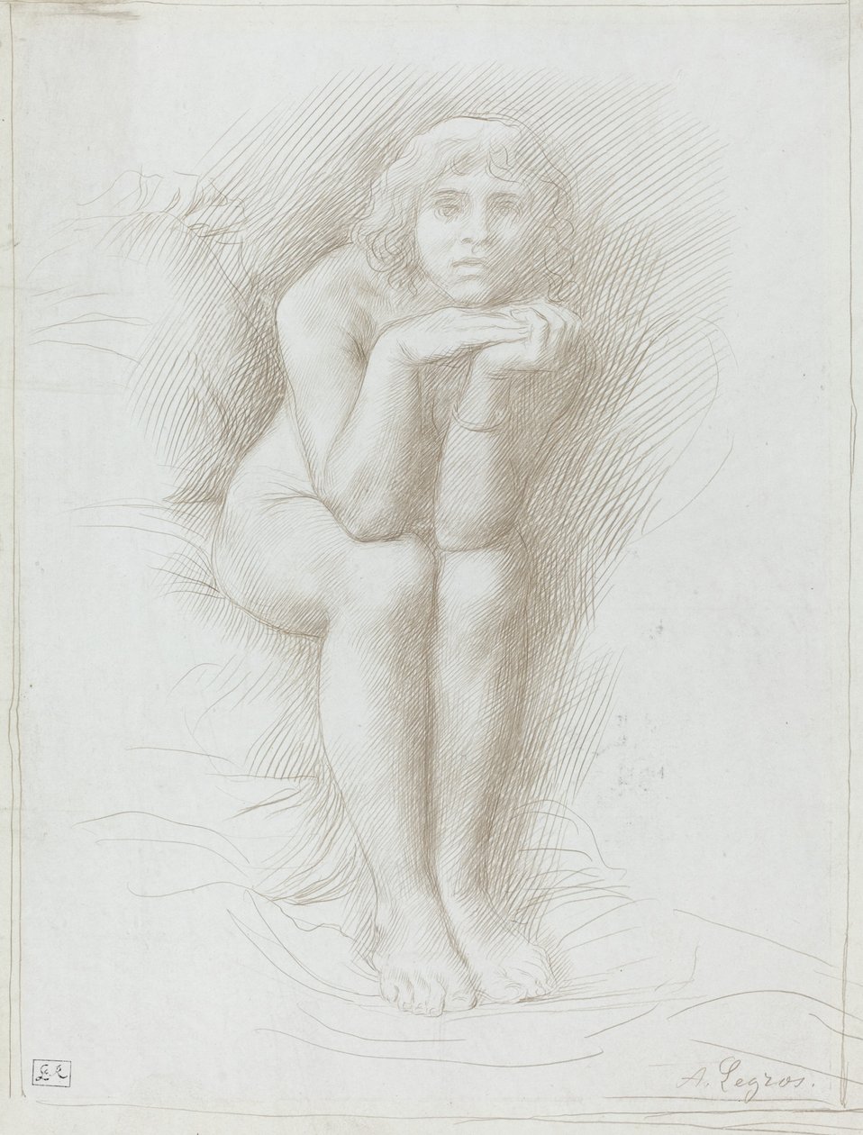 Nagi model siedzący. autorstwa Alphonse Legros