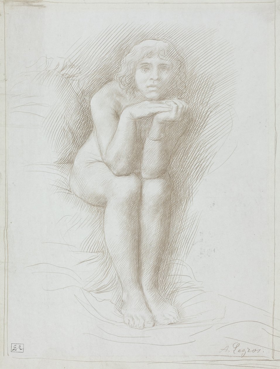 Siedząca modelka nago autorstwa Alphonse Legros