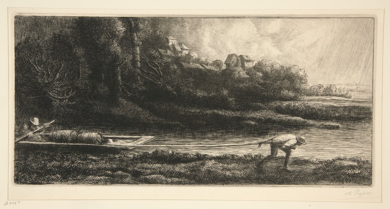 Pejzaż w łodzi autorstwa Alphonse Legros