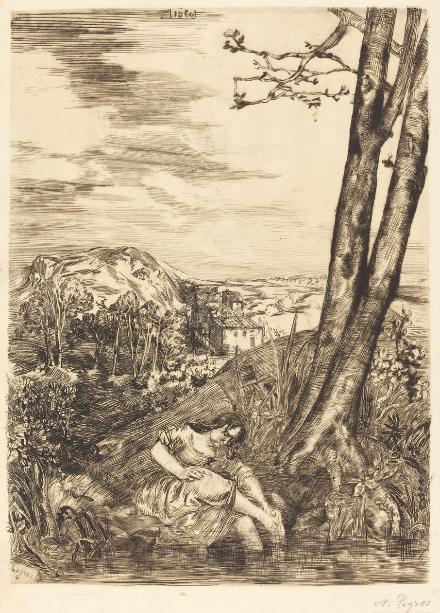 Chłop myje stopy Chłop myje stopy, 1860. autorstwa Alphonse Legros