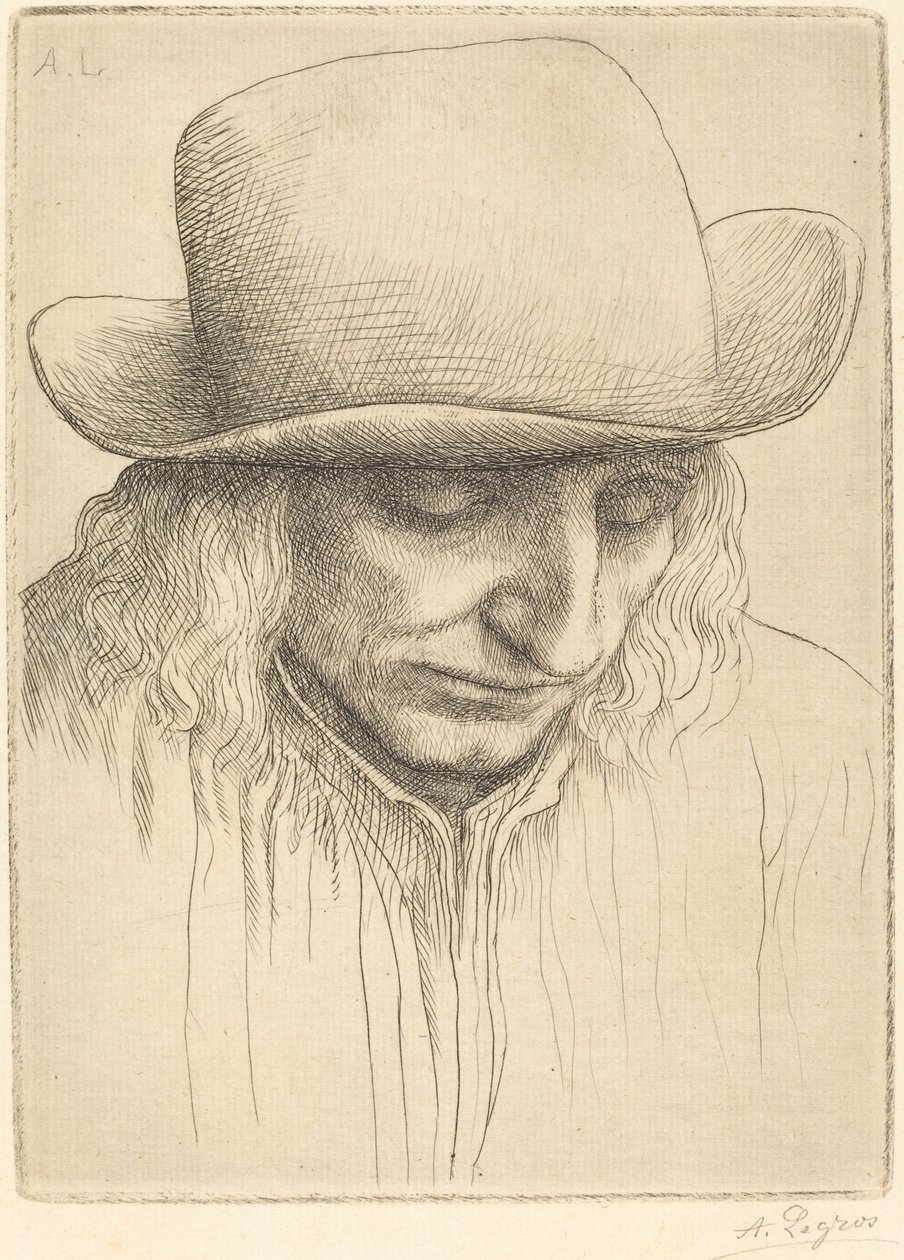 Chłop w Okrągłym Kapeluszu autorstwa Alphonse Legros