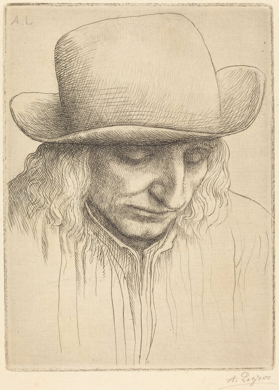 Chłop w okrągłym kapeluszu autorstwa Alphonse Legros