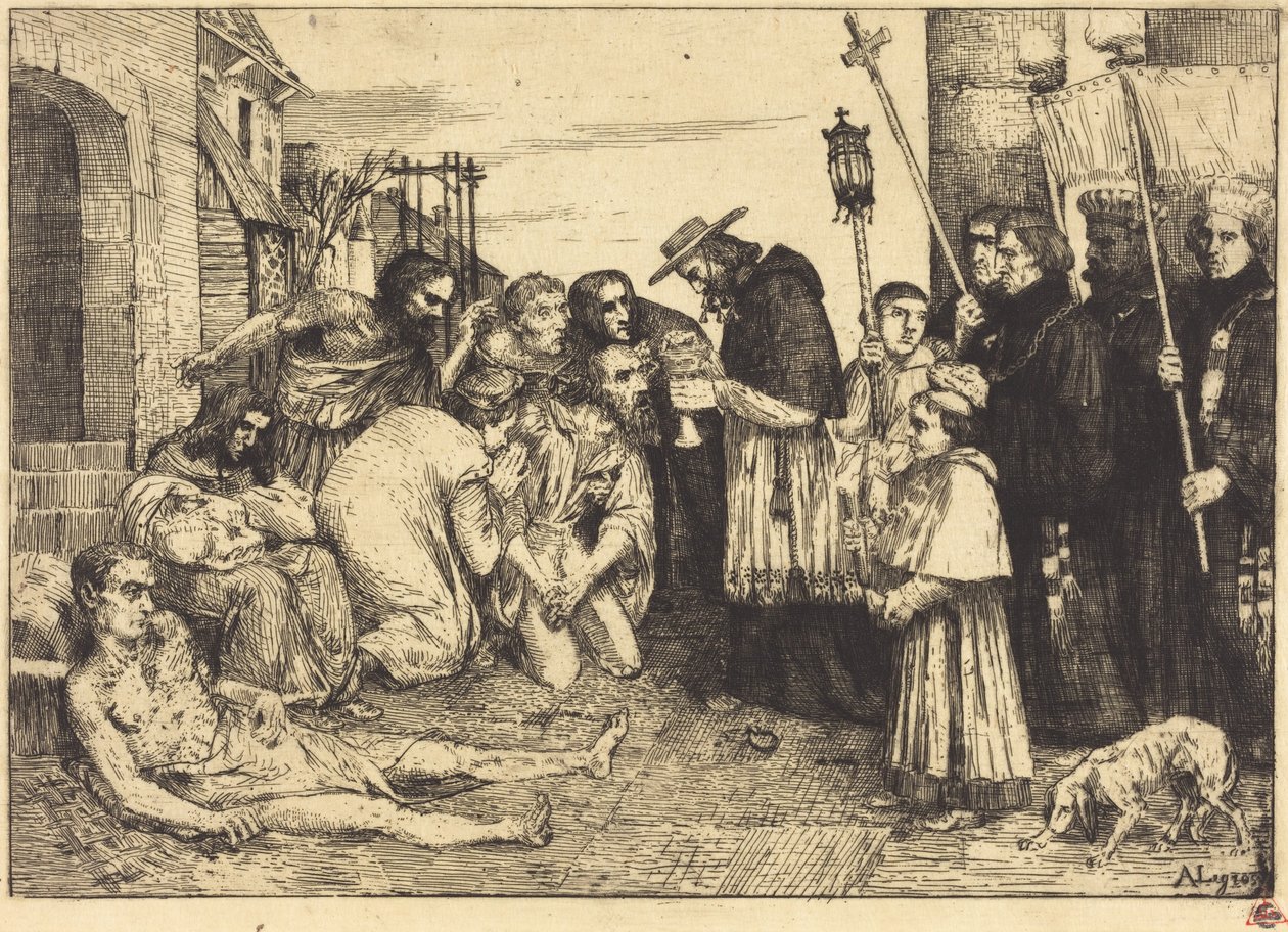 Ofiary dżumy w Rzymie (Les pestiferes de Rome) autorstwa Alphonse Legros