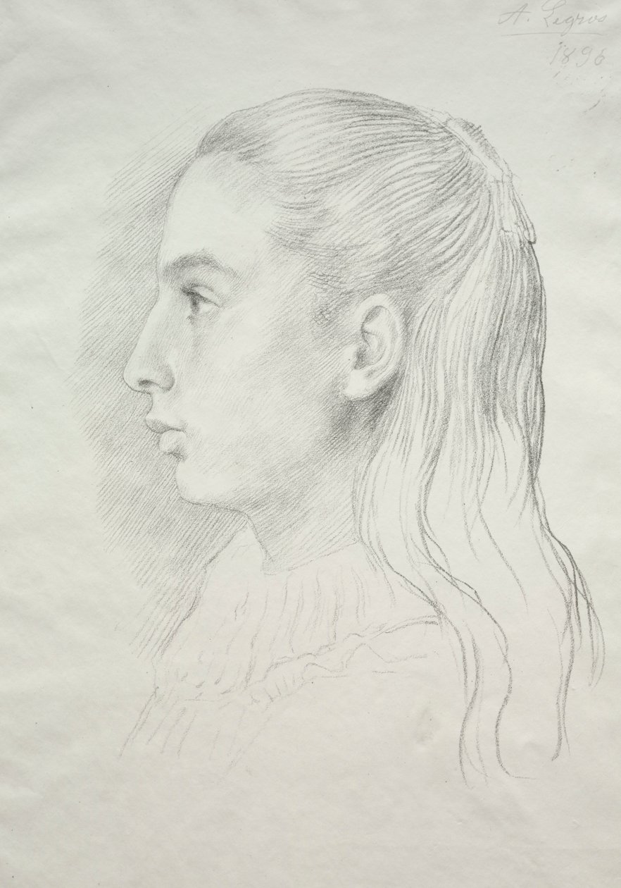 Portret panny Nory E. Legros, 1896. autorstwa Alphonse Legros