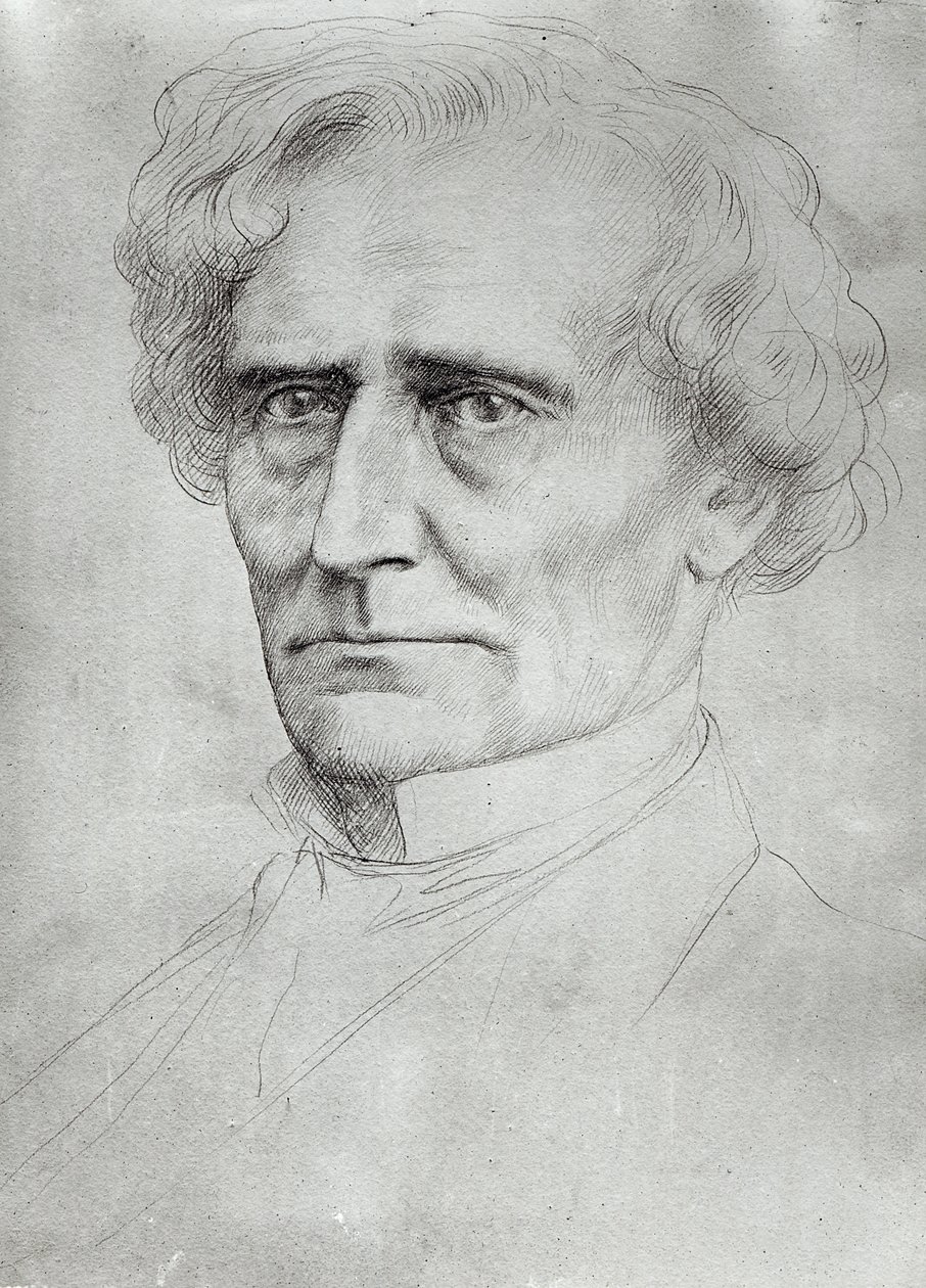 Portret Hectora Berlioza (1803-69) (pióro i atrament na papierze) autorstwa Alphonse Legros
