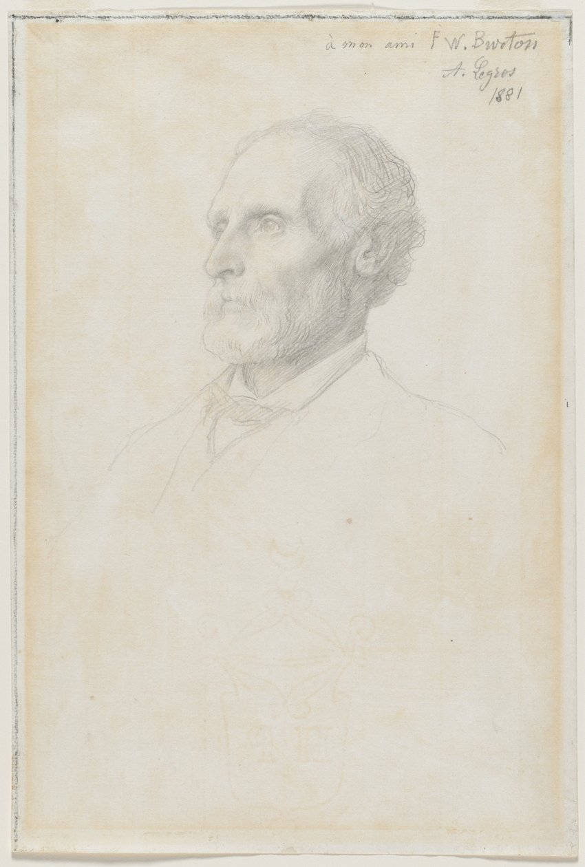Portret Sir Fredericka W. Burtona, dyrektora Galerii Narodowej w Londynie autorstwa Alphonse Legros