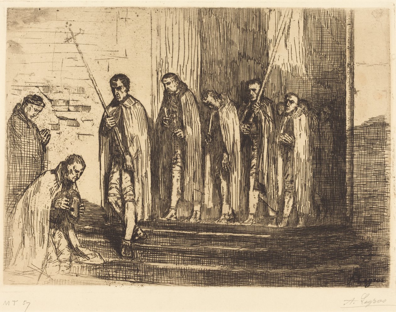 Wyjście procesji z kościoła (La sortie de la procession) autorstwa Alphonse Legros