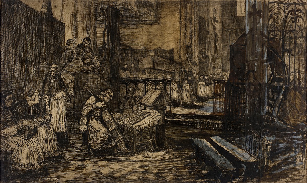 Procesja w hiszpańskim kościele autorstwa Alphonse Legros