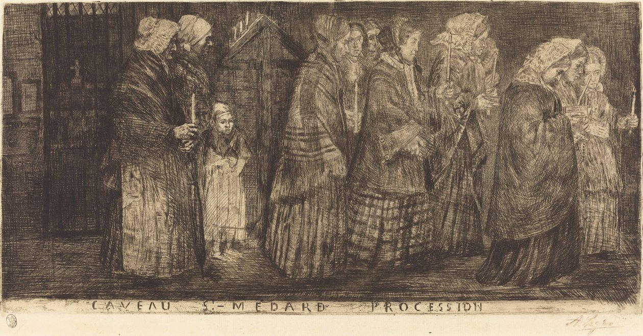 Procesja w Grobie św. Medarda autorstwa Alphonse Legros