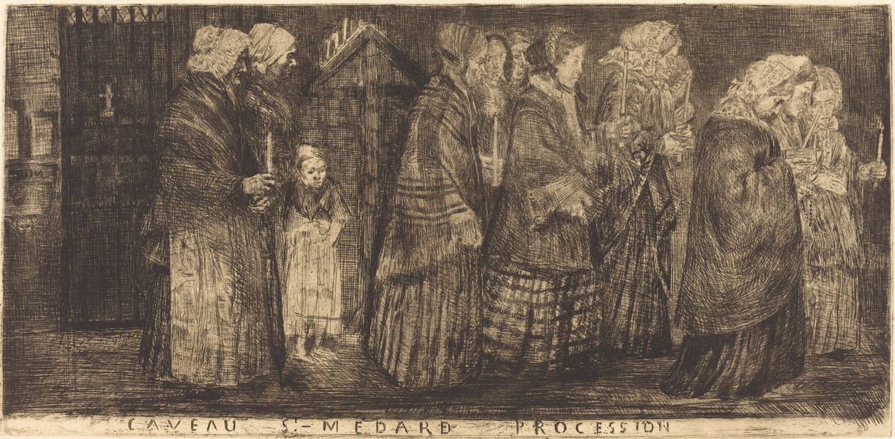 Procesja w Grobie św. Medarda Procesja w podziemiach St.-Medard, 1859. autorstwa Alphonse Legros